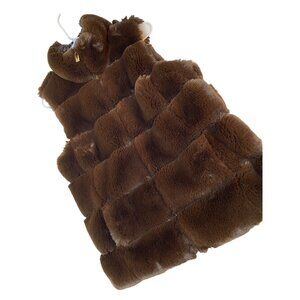 Via Spiga Reversible Faux Fur Vest Womens S Brown Polyester EUC RL10438